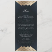 Navy Blue Geometric Gold Gatsby Wedding Menu (Voorkant)