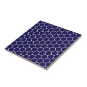 Navy Blue Geometric Honeycomb Hexagon Pattern Tegeltje (Zijkant)