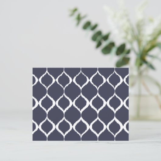 Navy Blue Geometric Ikat Tribal Print Pattern Briefkaart (Staand voorkant)