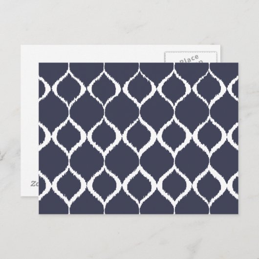 Navy Blue Geometric Ikat Tribal Print Pattern Briefkaart (Voorkant / Achterkant)