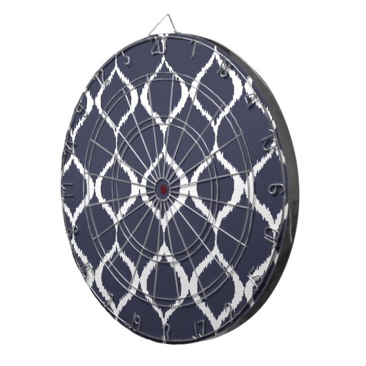 Navy Blue Geometric Ikat Tribal Print Pattern Dartbord (Voorkant Rechts)
