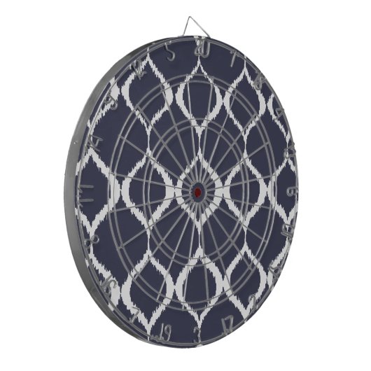 Navy Blue Geometric Ikat Tribal Print Pattern Dartbord (Voorkant Links)