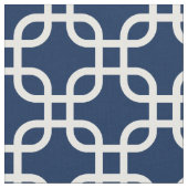 Navy Blue Geometric Links Patroon Stof (Close Up)