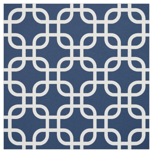Navy Blue Geometric Links Patroon Stof (Swatch)