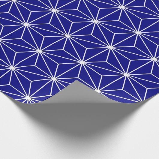 Navy Blue Geometric Pattern Cadeaupapier (Hoek)