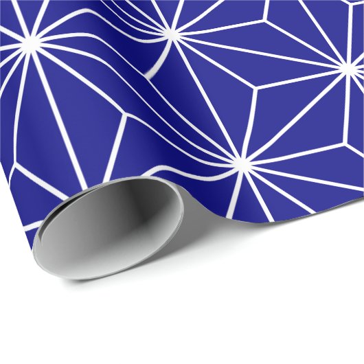 Navy Blue Geometric Pattern Cadeaupapier (Rol Hoek)