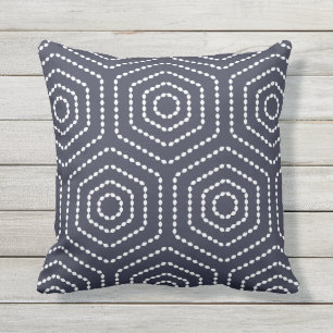 Navy Blue Geometric Pattern Kussens buitenshuis