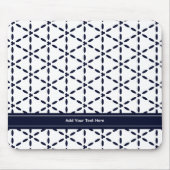 Navy Blue Geometric Pattern on White Muismat (Voorkant)