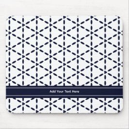 Navy Blue Geometric Pattern on White Muismat