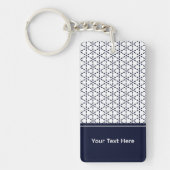 Navy Blue Geometric Pattern on White Sleutelhanger (Voorkant)