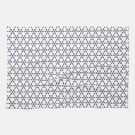 Navy Blue Geometric Pattern on White Theedoek