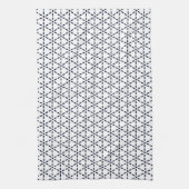 Navy Blue Geometric Pattern on White Theedoek (Verticaal)