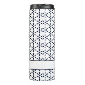 Navy Blue Geometric Pattern on White Thermosbeker (Achterkant)