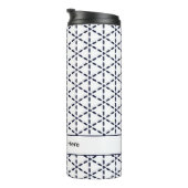 Navy Blue Geometric Pattern on White Thermosbeker (Geroteerd rechts)