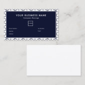 Navy Blue Geometric Pattern on White Visitekaartje (Voorkant / Achterkant)