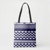 Navy Blue Geometric Pattern Tote Bag (Voorkant)