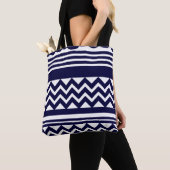 Navy Blue Geometric Pattern Tote Bag (Dichtbij)