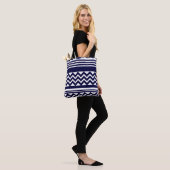 Navy Blue Geometric Pattern Tote Bag (Op model)