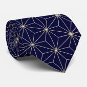 Navy Blue Geometric Star Mannen Work, Professional Stropdas (Opgerold)