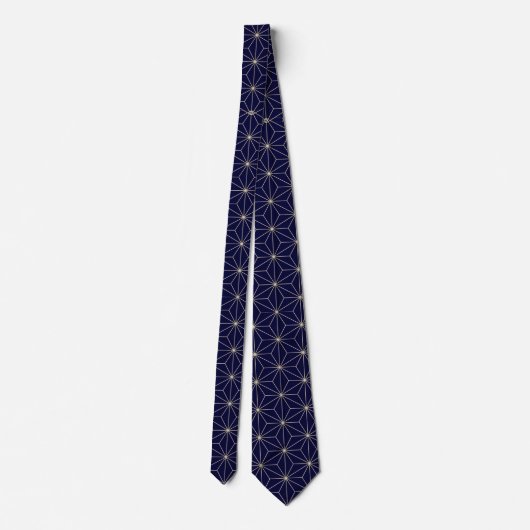 Navy Blue Geometric Star Mannen Work, Professional Stropdas (Achterkant)