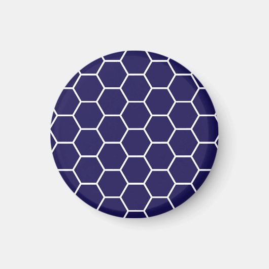 Navy Blue Geometrische Honingraat Hexagon Patroon Magneet (Voorkant)