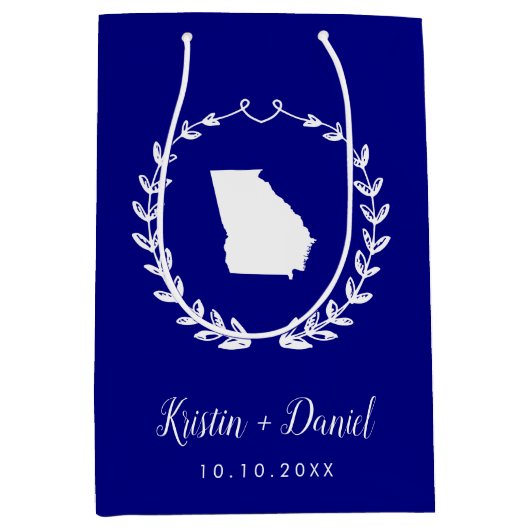 Navy Blue Georgia Map Wedding Welcome Swag Medium Cadeauzakje (Voorkant)