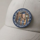 Navy Blue gepersonaliseerd Afstuderen foto Afstude Ronde Button 5,7 Cm