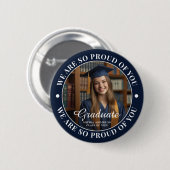 Navy Blue gepersonaliseerd Afstuderen foto Afstude Ronde Button 5,7 Cm (Voorkant /achterkant)