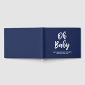 Navy Blue gepersonaliseerd Baby shower gastenboek (Volledig)