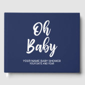 Navy Blue gepersonaliseerd Baby shower gastenboek (Voorkant)