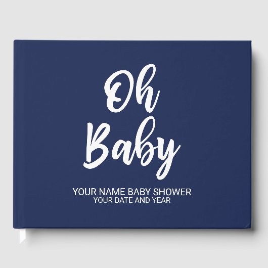 Navy Blue gepersonaliseerd Baby shower gastenboek (Voorkant)