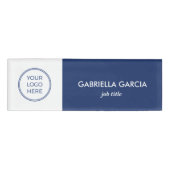 Navy Blue Gepersonaliseerd Logo werknemersnaam Naambadge (Voorkant)