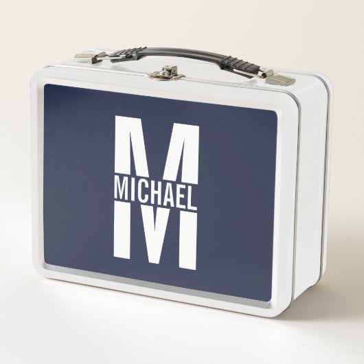 Navy Blue - gepersonaliseerd monogram en naam (Voorkant)