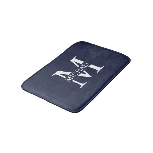 Navy Blue - gepersonaliseerd monogram en naam Badmat (Gekanteld)