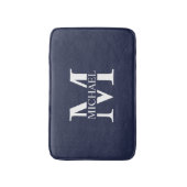 Navy Blue - gepersonaliseerd monogram en naam Badmat (Voorkant Verticaal)