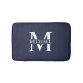 Navy Blue - gepersonaliseerd monogram en naam Badmat (Voorkant)