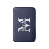 Navy Blue - gepersonaliseerd monogram en naam Badmat (Voorkant Verticaal)