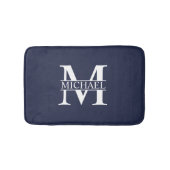 Navy Blue - gepersonaliseerd monogram en naam Badmat (Voorkant)