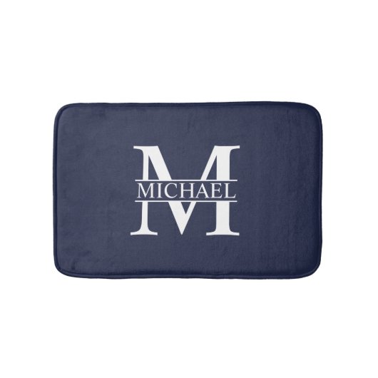 Navy Blue - gepersonaliseerd monogram en naam Badmat (Voorkant)