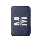 Navy Blue - gepersonaliseerd monogram en naam Badmat (Voorkant Verticaal)