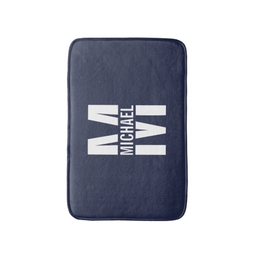 Navy Blue - gepersonaliseerd monogram en naam Badmat (Voorkant Verticaal)