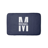 Navy Blue - gepersonaliseerd monogram en naam Badmat (Voorkant)