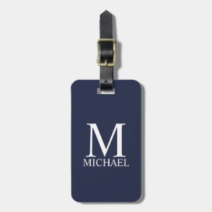 Navy Blue - gepersonaliseerd monogram en naam Bagagelabel