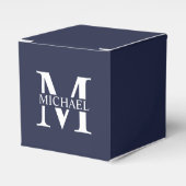 Navy Blue - gepersonaliseerd monogram en naam Bedankdoosjes (Voorkant Zijde)