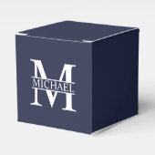 Navy Blue - gepersonaliseerd monogram en naam Bedankdoosjes (Voorkant Zijde)