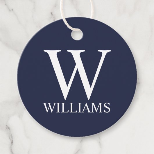 Navy Blue - gepersonaliseerd monogram en naam Bedankjes Labels (Voorkant)