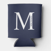 Navy Blue - gepersonaliseerd monogram en naam Blikjeskoeler (Voorkant)