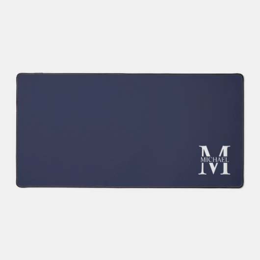 Navy Blue - gepersonaliseerd monogram en naam Bureaumat (Voorkant)