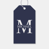 Navy Blue - gepersonaliseerd monogram en naam Cadeaulabel (Voorkant)