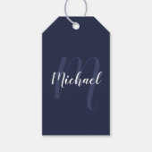 Navy Blue - gepersonaliseerd monogram en naam Cadeaulabel (Voorkant)
